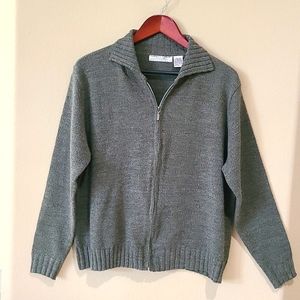 Olive green zip front cardigan
